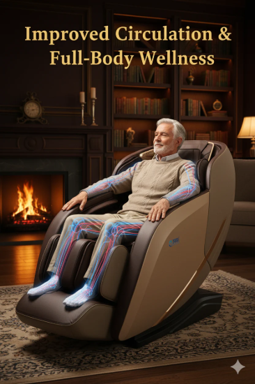 Picture of MZ29 Massage Chair Zero Gravity 4D With 16 Auto Massage Programs, Bluetooth & Relaxing Heat - Heavy Duty (Golden-Brown)